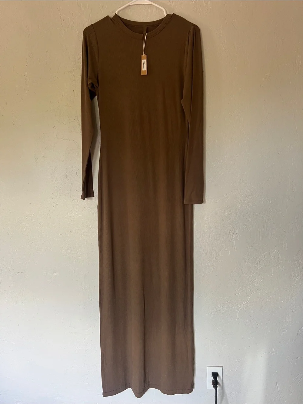 SKIMS Long Sleeve Brown Maxi Dress NWT - Picture 1 of 4